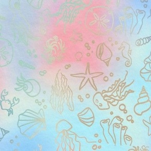pastel hand drawn ocean creatures