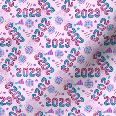 SMALL 2023 foil balloon fabric - bright leopard girls cute party fabric