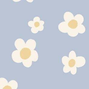 Cream daisies blue 
