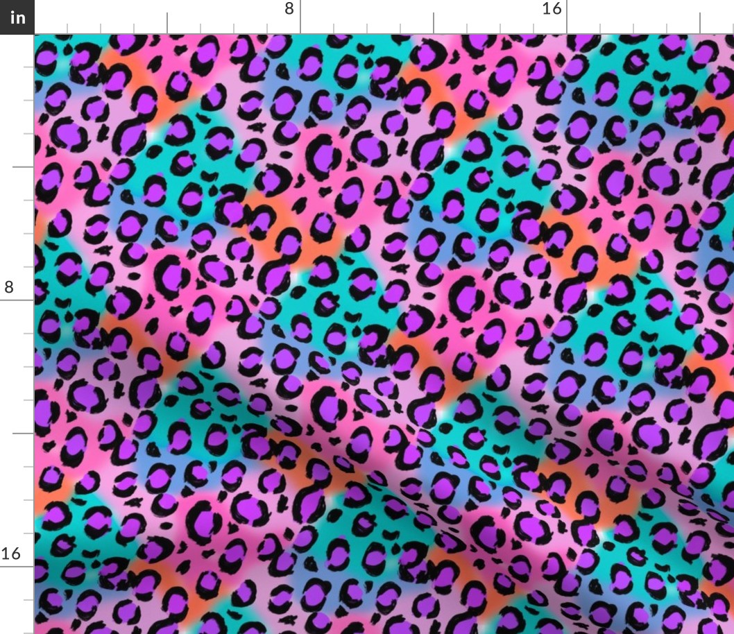 MEDIUM bright leopard fabric - girls pink, purple aqua leopard print