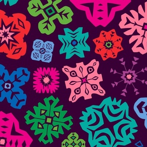 Cut Paper Snowflakes Christmas Winter Holidays in Non-Traditional Brights - LARGE Scale - UnBlink Studio by Jackie Tahara