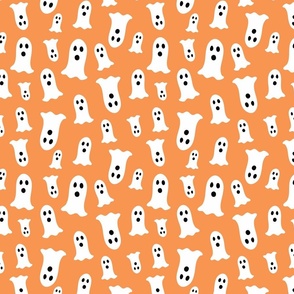 small ghosts in orange - spooky season