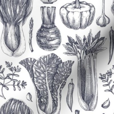 Sketched vegetables pattern