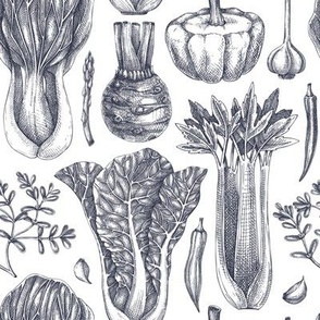 Sketched vegetables pattern