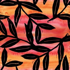 Tropical Sunset Leaves - Large Scale