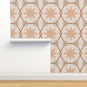 Intertwined Hexagon Starburst Tile in Beige