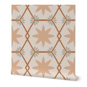 Intertwined Hexagon Starburst Tile in Beige