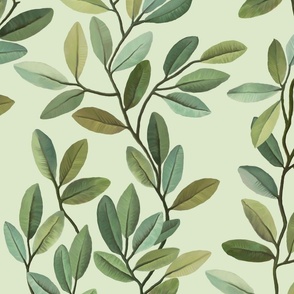 Leaves on branches pale green background wallpaper 4