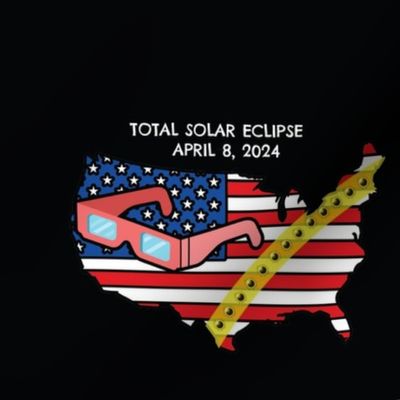 Solar Eclipse 2024 American Flag
