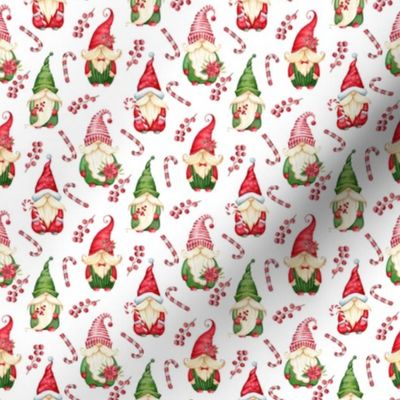 SMALL watercolor christmas gnomes fabric - holiday santa, nordic gnome fabric, tomten, nisse