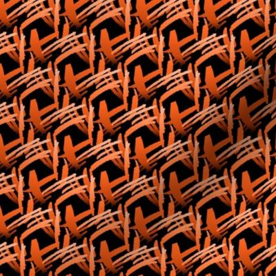 Orange Abstract Floral Script -Script Shells - Orange on Black - ff651d