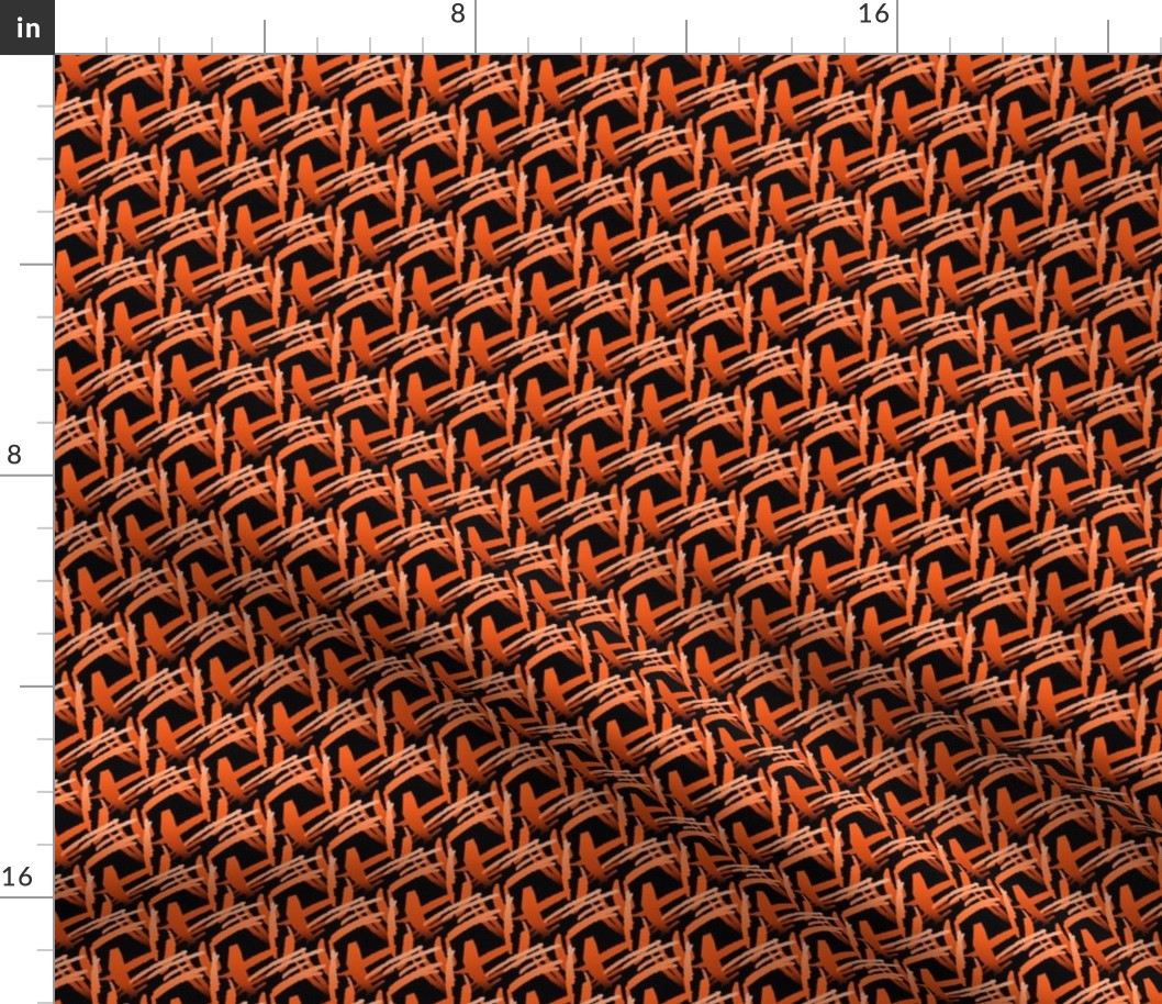 Orange Abstract Floral Script -Script Shells - Orange on Black - ff651d