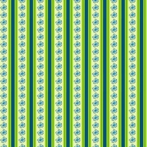 Fern Abstract Floral Script - Small Flowers with Stripes - Pale Green, Lime, Deep Cadet Blue - 025277, e6f6b7, a0d711