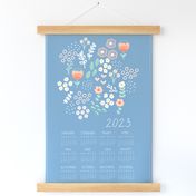 2023 Tea Towel Calendar Pastel Blue Floral