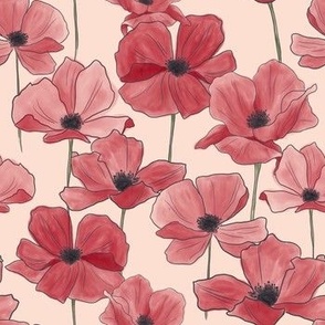 Poppy flowers pattern - pink