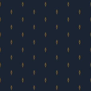 Spindles Ochre Gold on Navy Large Scale
