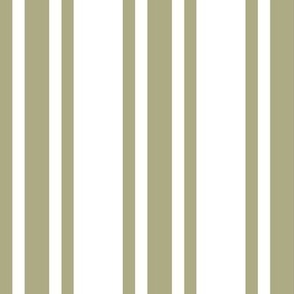 Ticking Stripe Olive Green  Retro Christmas bright - 2 inch