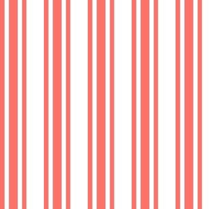 Ticking Stripe Red  Retro Christmas bright - 1 inch