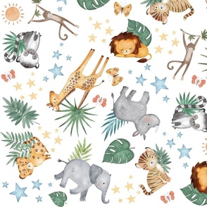 Safari Jungle Animals with Yellow Stars / Large