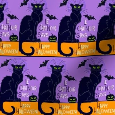 Le chat noir Halloween purple on orange 