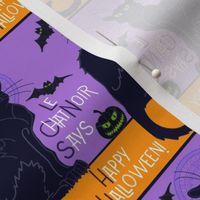 Le chat noir Halloween purple on orange 