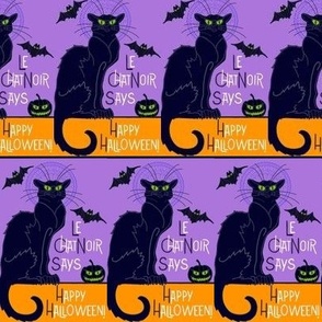 Le chat noir Halloween purple on orange 