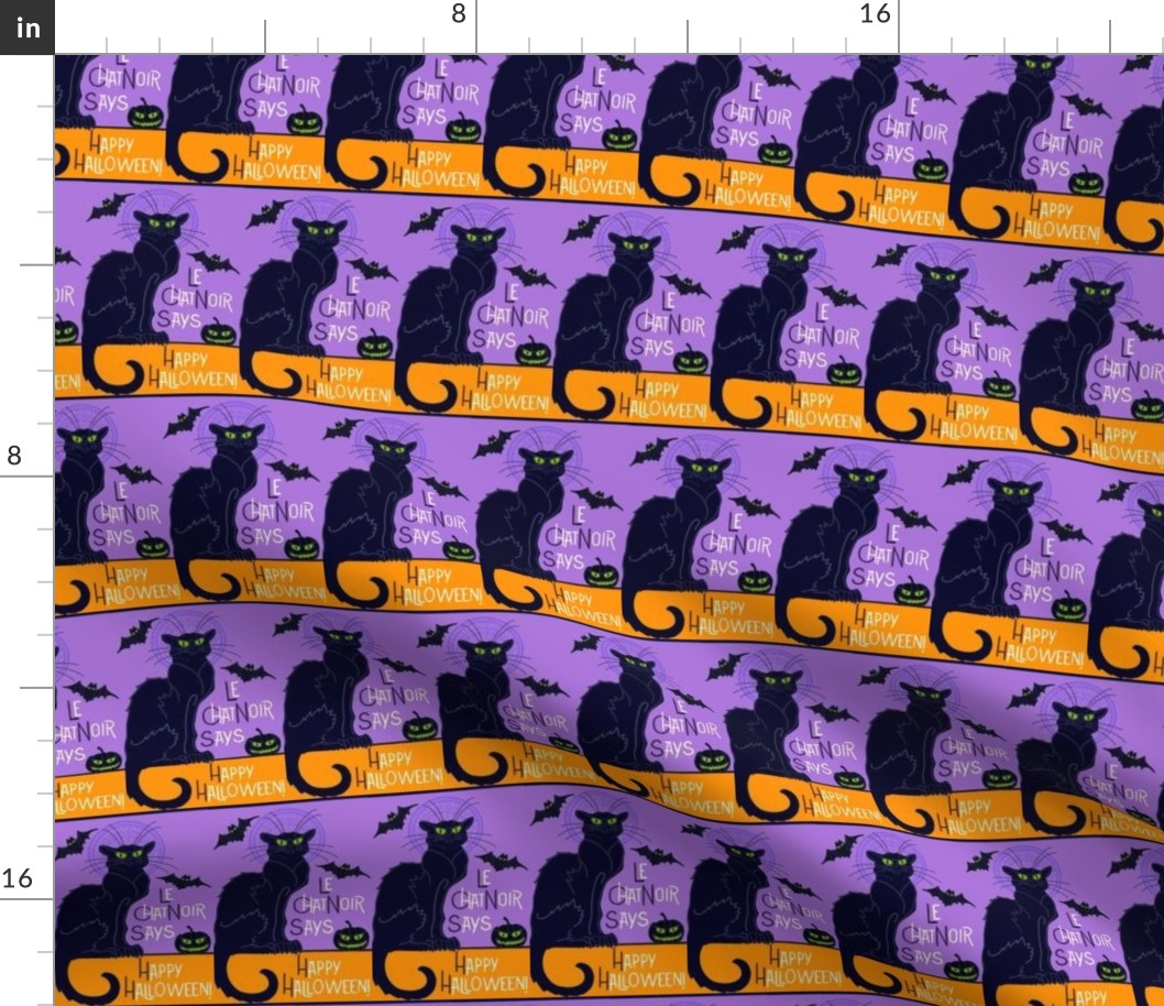 Le chat noir Halloween purple on orange 