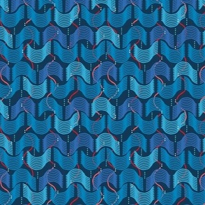 Drawn wave, Blue, light blue waves on a dark blue background