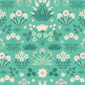 Victorian Tapestry Floral 24 wallpaper scale arsenic green blush by Pippa Shaw