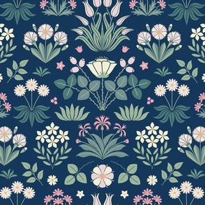 Victorian Tapestry Floral 24 wallpaper scale dark green pink by Pippa Shaw