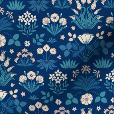 Victorian Tapestry Floral midnight blue 12 medium scale by Pippa Shaw