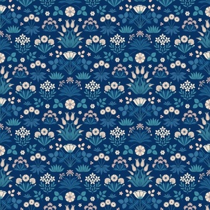 Victorian Tapestry Floral midnight blue 12 medium scale by Pippa Shaw