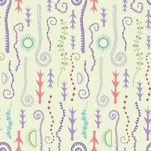 Fronds - pale green and purple