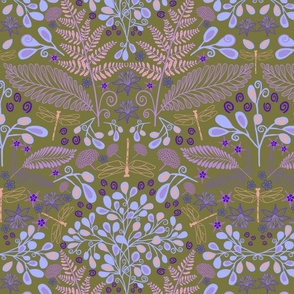 floral and fern purple lila