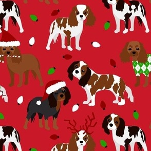 Cavalier King Charles Spaniel Christmas Red