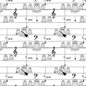 Musical Ghosts in black and white for Halloween