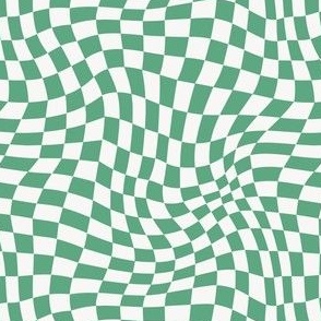 Green Wavy Checkerboard Optical Check