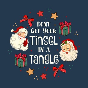 18x18 Panel Don't Get Your Tinsel in a Tangle Sarcastic Christmas on Navy for DIY Throw Pillow or Cushion Cover