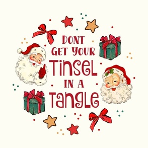 18x18 Panel Don't Get Your Tinsel in a Tangle Sarcastic Christmas on Ivory for DIY Throw Pillow or Cushion Cover