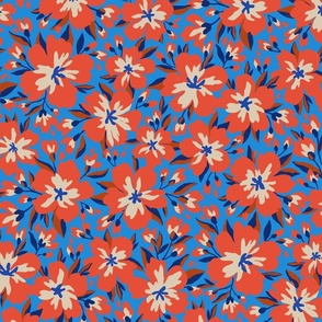 Painted autumn flowers  (indian red - azure) 