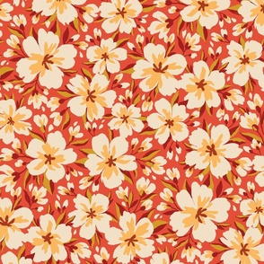 Painted autumn flowers  (indian red  - amber)