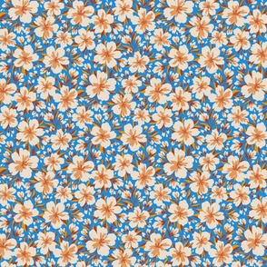 Painted autumn flowers  (beige - azure) - small