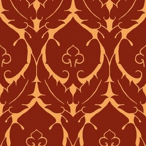 simple Renaissance damask, red on tawny
