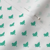 Birds - Bird Patrol Badge Coordinate - Fun Pet Dog Fabric - green on white - LAD22