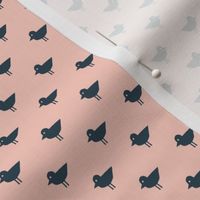 Birds - Bird Patrol Badge Coordinate - Fun Pet Dog Fabric - navy on pink - LAD22