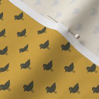 Birds - Bird Patrol Badge Coordinate - Fun Pet Dog Fabric - olive green on gold- LAD22