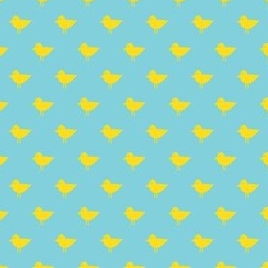 Birds - Bird Patrol Badge Coordinate - Fun Pet Dog Fabric - yellow on blue - LAD22