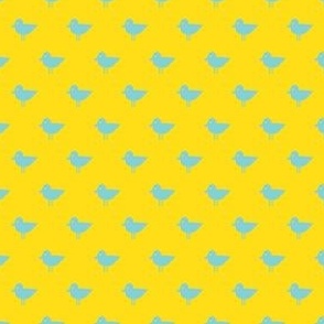 Birds - Bird Patrol Badge Coordinate - Fun Pet Dog Fabric - blue on yellow  - LAD22