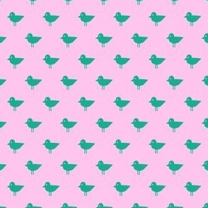 Birds - Bird Patrol Badge Coordinate - Fun Pet Dog Fabric - green on pink - LAD22
