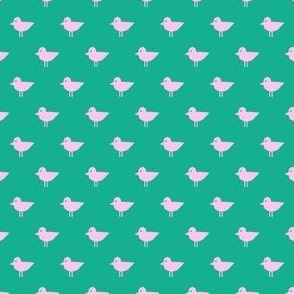 Birds - Bird Patrol Badge Coordinate - Fun Pet Dog Fabric - pink on green - LAD22